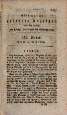 Göttingische gelehrte Anzeigen (Göttingische Zeitungen von gelehrten Sachen) Samstag 25. Oktober 1823