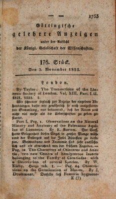 Göttingische gelehrte Anzeigen (Göttingische Zeitungen von gelehrten Sachen) Montag 3. November 1823