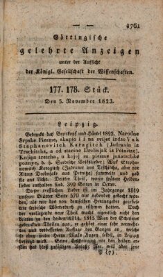 Göttingische gelehrte Anzeigen (Göttingische Zeitungen von gelehrten Sachen) Mittwoch 5. November 1823