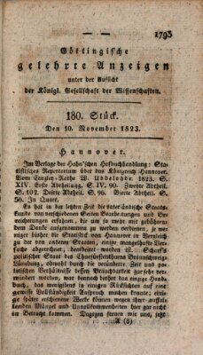 Göttingische gelehrte Anzeigen (Göttingische Zeitungen von gelehrten Sachen) Montag 10. November 1823