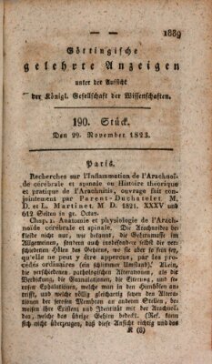 Göttingische gelehrte Anzeigen (Göttingische Zeitungen von gelehrten Sachen) Samstag 29. November 1823