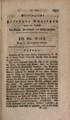 Göttingische gelehrte Anzeigen (Göttingische Zeitungen von gelehrten Sachen) Donnerstag 4. Dezember 1823