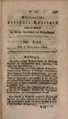 Göttingische gelehrte Anzeigen (Göttingische Zeitungen von gelehrten Sachen) Samstag 6. Dezember 1823