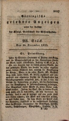 Göttingische gelehrte Anzeigen (Göttingische Zeitungen von gelehrten Sachen) Samstag 20. Dezember 1823