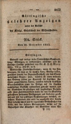 Göttingische gelehrte Anzeigen (Göttingische Zeitungen von gelehrten Sachen) Montag 22. Dezember 1823