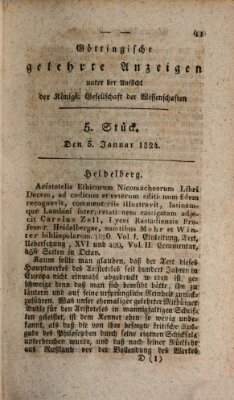 Göttingische gelehrte Anzeigen (Göttingische Zeitungen von gelehrten Sachen) Montag 5. Januar 1824