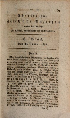 Göttingische gelehrte Anzeigen (Göttingische Zeitungen von gelehrten Sachen) Samstag 10. Januar 1824