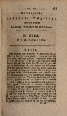 Göttingische gelehrte Anzeigen (Göttingische Zeitungen von gelehrten Sachen) Montag 26. Januar 1824