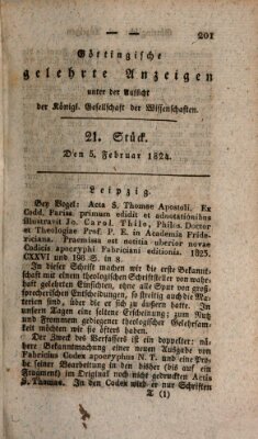 Göttingische gelehrte Anzeigen (Göttingische Zeitungen von gelehrten Sachen) Donnerstag 5. Februar 1824