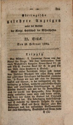 Göttingische gelehrte Anzeigen (Göttingische Zeitungen von gelehrten Sachen) Donnerstag 26. Februar 1824