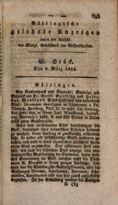 Göttingische gelehrte Anzeigen (Göttingische Zeitungen von gelehrten Sachen) Montag 8. März 1824