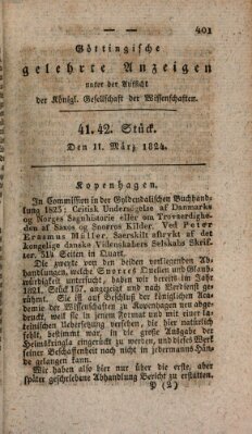 Göttingische gelehrte Anzeigen (Göttingische Zeitungen von gelehrten Sachen) Donnerstag 11. März 1824