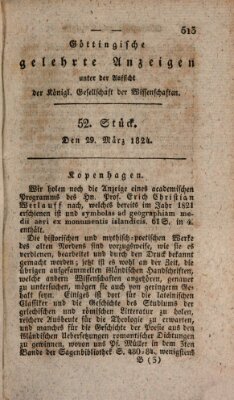 Göttingische gelehrte Anzeigen (Göttingische Zeitungen von gelehrten Sachen) Montag 29. März 1824