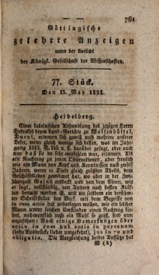 Göttingische gelehrte Anzeigen (Göttingische Zeitungen von gelehrten Sachen) Donnerstag 13. Mai 1824
