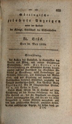 Göttingische gelehrte Anzeigen (Göttingische Zeitungen von gelehrten Sachen) Montag 24. Mai 1824