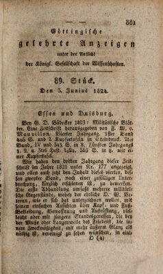 Göttingische gelehrte Anzeigen (Göttingische Zeitungen von gelehrten Sachen) Donnerstag 3. Juni 1824