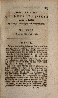 Göttingische gelehrte Anzeigen (Göttingische Zeitungen von gelehrten Sachen) Samstag 5. Juni 1824