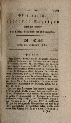 Göttingische gelehrte Anzeigen (Göttingische Zeitungen von gelehrten Sachen) Donnerstag 24. Juni 1824