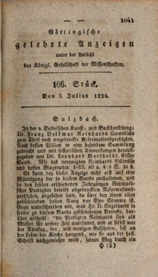 Göttingische gelehrte Anzeigen (Göttingische Zeitungen von gelehrten Sachen) Samstag 3. Juli 1824