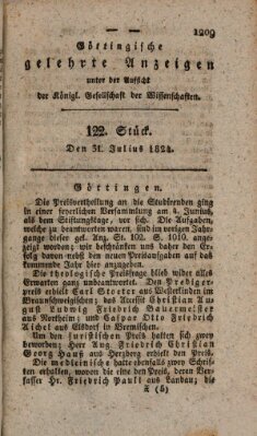 Göttingische gelehrte Anzeigen (Göttingische Zeitungen von gelehrten Sachen) Samstag 31. Juli 1824