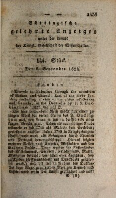 Göttingische gelehrte Anzeigen (Göttingische Zeitungen von gelehrten Sachen) Montag 6. September 1824