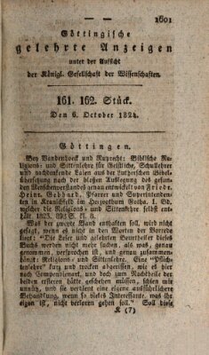 Göttingische gelehrte Anzeigen (Göttingische Zeitungen von gelehrten Sachen) Mittwoch 6. Oktober 1824