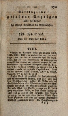 Göttingische gelehrte Anzeigen (Göttingische Zeitungen von gelehrten Sachen) Donnerstag 28. Oktober 1824