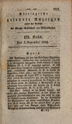 Göttingische gelehrte Anzeigen (Göttingische Zeitungen von gelehrten Sachen) Samstag 6. November 1824