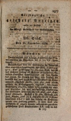 Göttingische gelehrte Anzeigen (Göttingische Zeitungen von gelehrten Sachen) Samstag 11. Dezember 1824