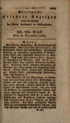 Göttingische gelehrte Anzeigen (Göttingische Zeitungen von gelehrten Sachen) Donnerstag 23. Dezember 1824