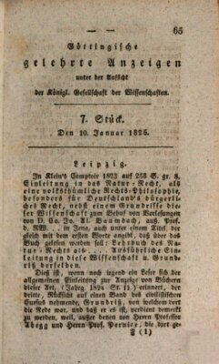 Göttingische gelehrte Anzeigen (Göttingische Zeitungen von gelehrten Sachen) Montag 10. Januar 1825