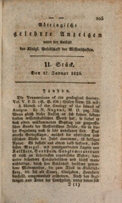 Göttingische gelehrte Anzeigen (Göttingische Zeitungen von gelehrten Sachen) Montag 17. Januar 1825