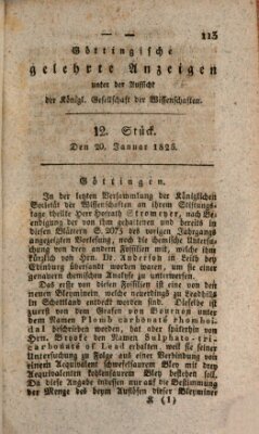 Göttingische gelehrte Anzeigen (Göttingische Zeitungen von gelehrten Sachen) Donnerstag 20. Januar 1825