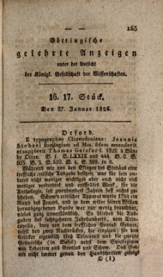 Göttingische gelehrte Anzeigen (Göttingische Zeitungen von gelehrten Sachen) Donnerstag 27. Januar 1825