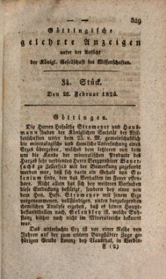 Göttingische gelehrte Anzeigen (Göttingische Zeitungen von gelehrten Sachen) Samstag 26. Februar 1825