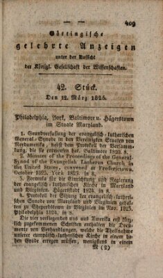 Göttingische gelehrte Anzeigen (Göttingische Zeitungen von gelehrten Sachen) Samstag 12. März 1825