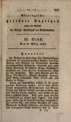 Göttingische gelehrte Anzeigen (Göttingische Zeitungen von gelehrten Sachen) Montag 14. März 1825