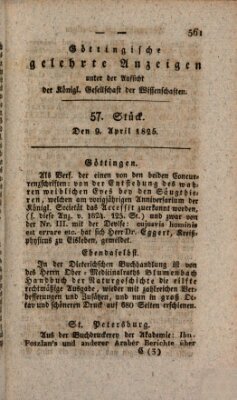 Göttingische gelehrte Anzeigen (Göttingische Zeitungen von gelehrten Sachen) Samstag 9. April 1825