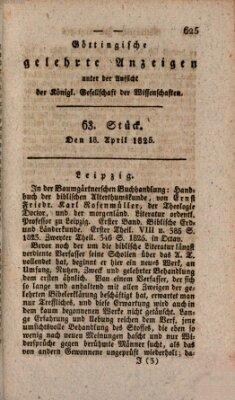 Göttingische gelehrte Anzeigen (Göttingische Zeitungen von gelehrten Sachen) Montag 18. April 1825