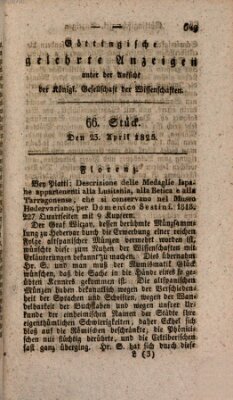 Göttingische gelehrte Anzeigen (Göttingische Zeitungen von gelehrten Sachen) Samstag 23. April 1825