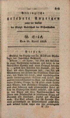 Göttingische gelehrte Anzeigen (Göttingische Zeitungen von gelehrten Sachen) Donnerstag 28. April 1825