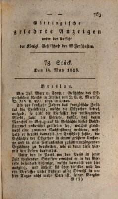 Göttingische gelehrte Anzeigen (Göttingische Zeitungen von gelehrten Sachen) Samstag 14. Mai 1825