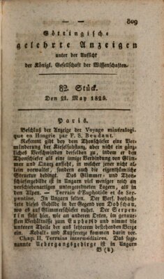 Göttingische gelehrte Anzeigen (Göttingische Zeitungen von gelehrten Sachen) Samstag 21. Mai 1825