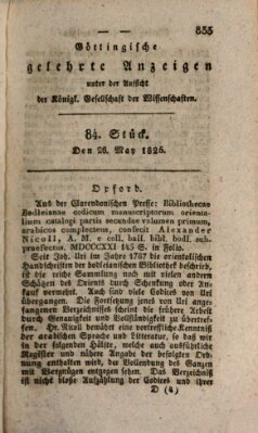 Göttingische gelehrte Anzeigen (Göttingische Zeitungen von gelehrten Sachen) Donnerstag 26. Mai 1825