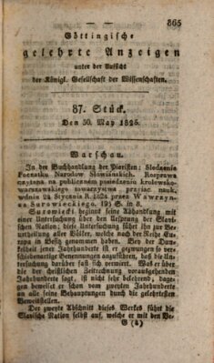 Göttingische gelehrte Anzeigen (Göttingische Zeitungen von gelehrten Sachen) Montag 30. Mai 1825