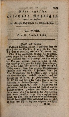 Göttingische gelehrte Anzeigen (Göttingische Zeitungen von gelehrten Sachen) Samstag 11. Juni 1825