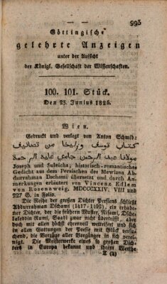 Göttingische gelehrte Anzeigen (Göttingische Zeitungen von gelehrten Sachen) Donnerstag 23. Juni 1825