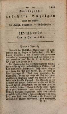 Göttingische gelehrte Anzeigen (Göttingische Zeitungen von gelehrten Sachen) Donnerstag 14. Juli 1825