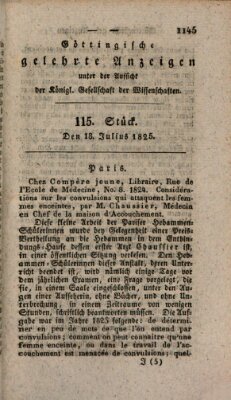 Göttingische gelehrte Anzeigen (Göttingische Zeitungen von gelehrten Sachen) Montag 18. Juli 1825