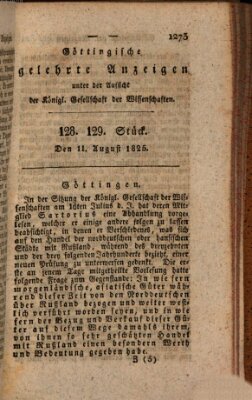 Göttingische gelehrte Anzeigen (Göttingische Zeitungen von gelehrten Sachen) Donnerstag 11. August 1825